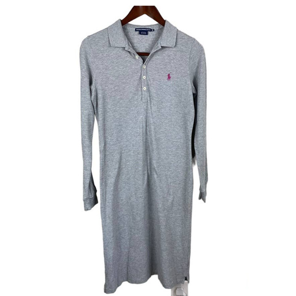 Ralph Lauren Dresses & Skirts - Women's Ralph Lauren Sport Long Sleeve Pique Cotton Polo Shirt Dress Gray Medium